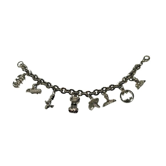DC Jewelry - Official DC Batman Comics Themed Heavy 8 Charm Silver Tone Chain Bracelet 8"